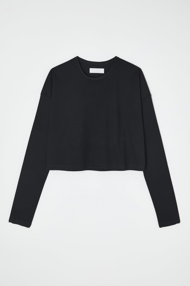 Dámské Tričko Moussy Cropped Long Sleeve Tee Černé | GZF4533LS