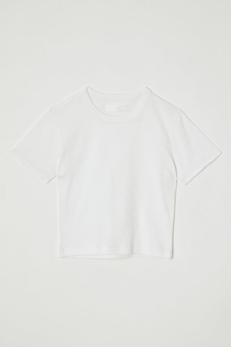 Dámské Tričko Moussy Cut Off Basic Tee Bílé | BQJ749JH