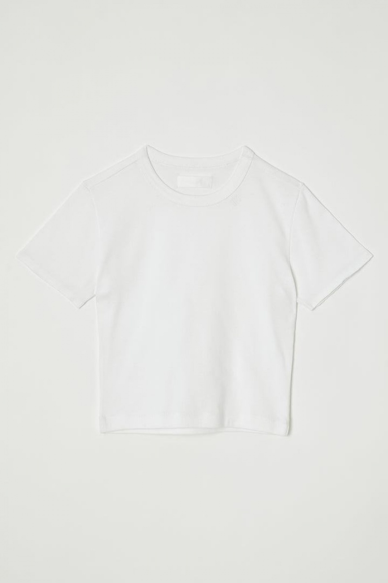 Dámské Tričko Moussy Cut Off Basic Tee Bílé | BQJ749JH