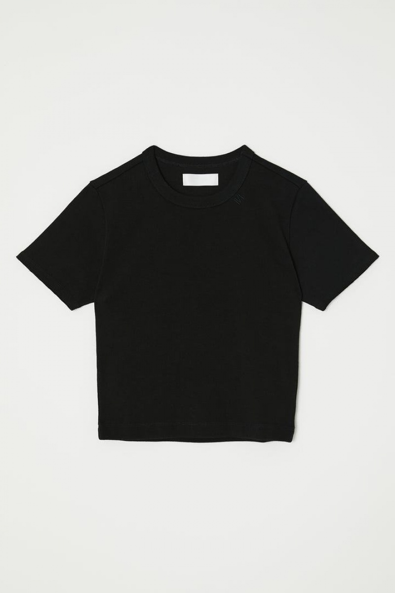 Dámské Tričko Moussy Cut Off Basic Tee Černé | GZO8656HA