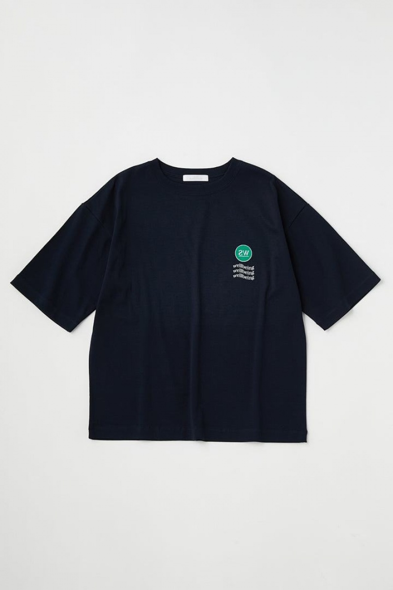 Dámské Tričko Moussy Embroidery Logo Print Tee Tmavě Blankyt | CKA9532YD