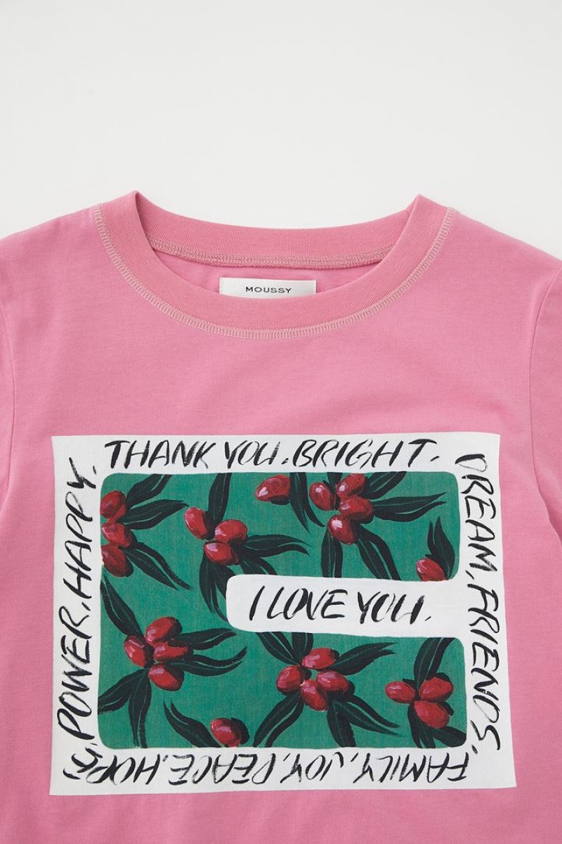 Dámské Tričko Moussy Flower Tiny Tee Růžové | LHA4645UI