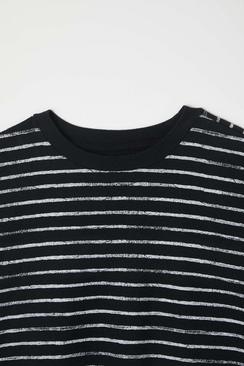 Dámské Tričko Moussy Handwriting Border Tee Černé | ZFI1092OQ