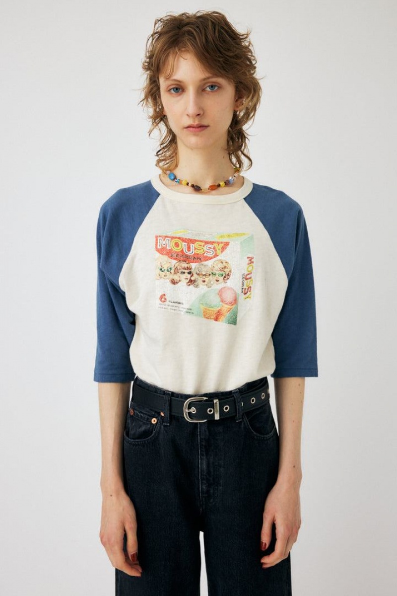 Dámské Tričko Moussy Ice Cream Raglan Tee Tmavě Blankyt | GFR9279JU