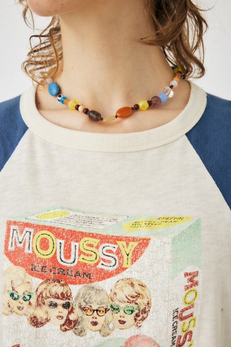 Dámské Tričko Moussy Ice Cream Raglan Tee Tmavě Blankyt | GFR9279JU