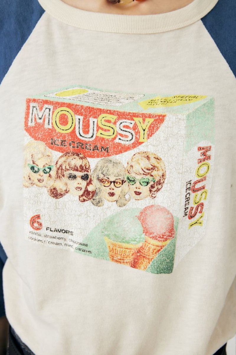 Dámské Tričko Moussy Ice Cream Raglan Tee Tmavě Blankyt | GFR9279JU