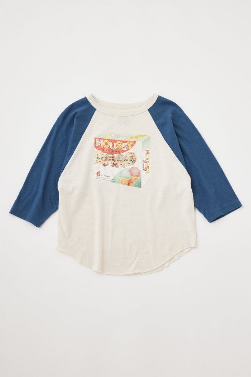 Dámské Tričko Moussy Ice Cream Raglan Tee Tmavě Blankyt | GFR9279JU