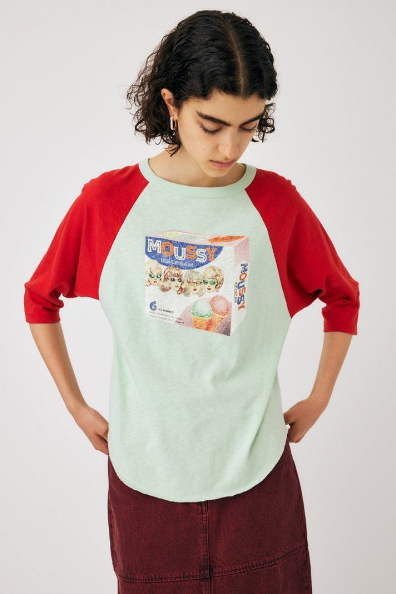 Dámské Tričko Moussy Ice Cream Raglan Tee Červené | CDX5371RU