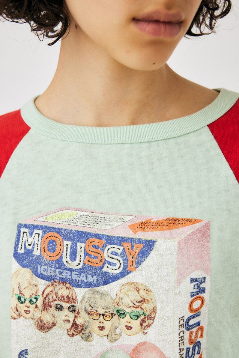 Dámské Tričko Moussy Ice Cream Raglan Tee Červené | CDX5371RU