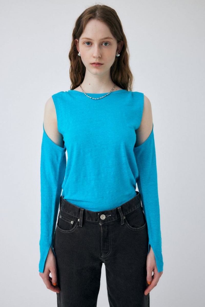 Dámské Tričko Moussy Layered Long Sleeve Tee Tyrkysové | EMN4067SY