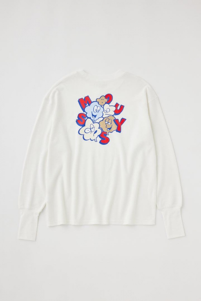 Dámské Tričko Moussy Mussy Logo Long Sleeve Tee Bílé | RON959EI