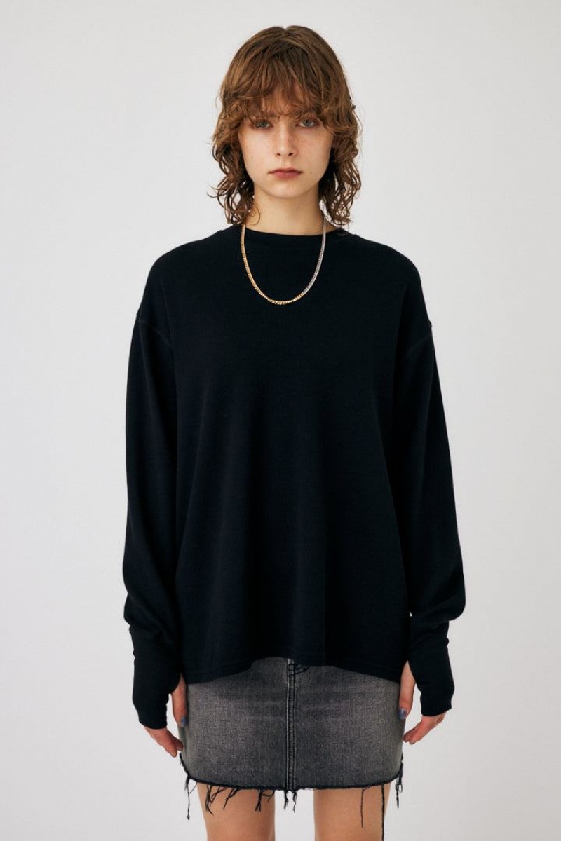 Dámské Tričko Moussy Mussy Logo Long Sleeve Tee Černé | UKO10036UZ