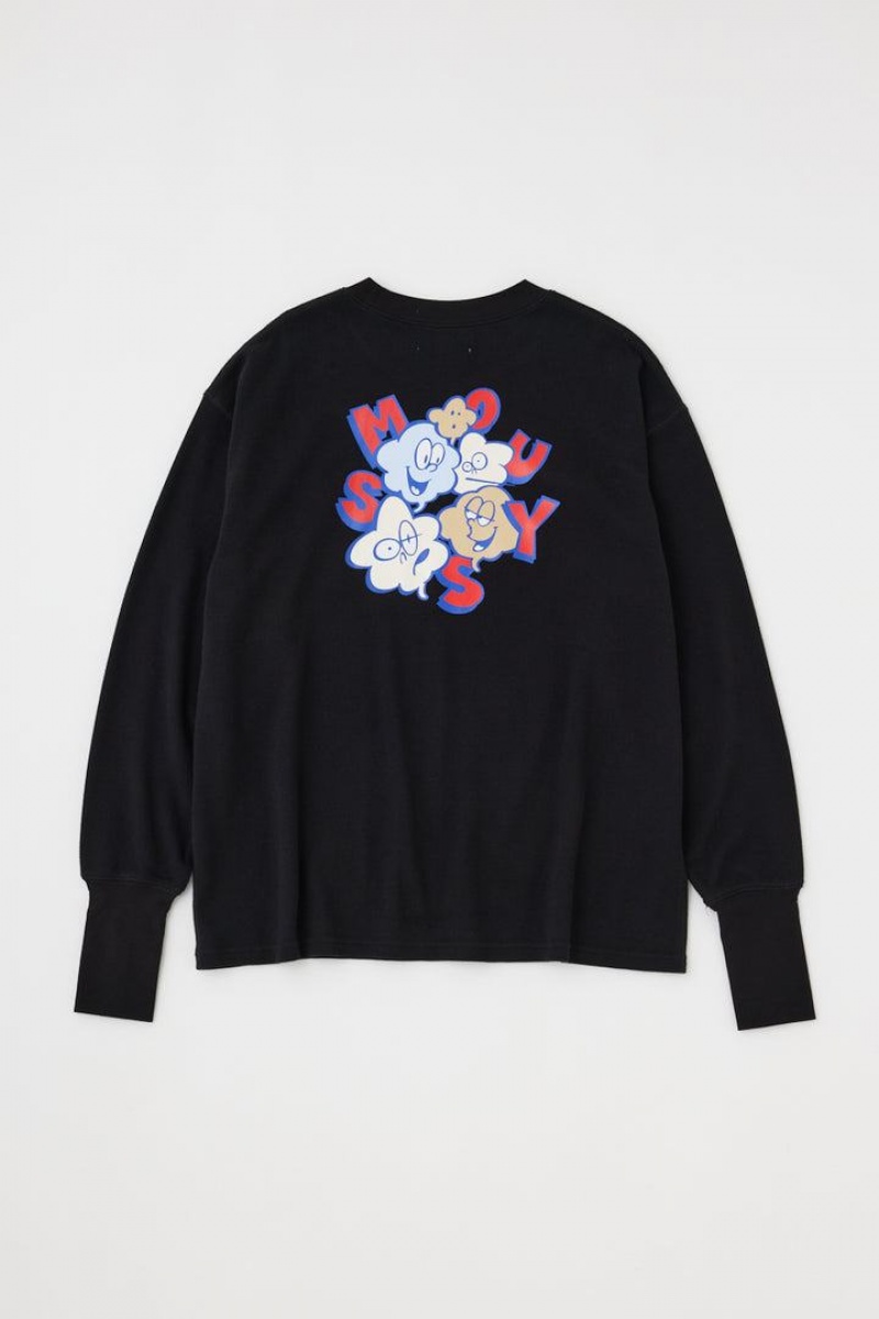 Dámské Tričko Moussy Mussy Logo Long Sleeve Tee Černé | UKO10036UZ