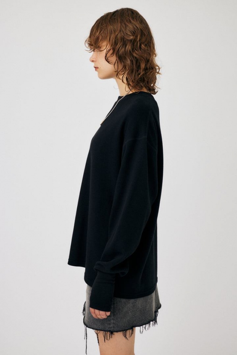 Dámské Tričko Moussy Mussy Logo Long Sleeve Tee Černé | UKO10036UZ