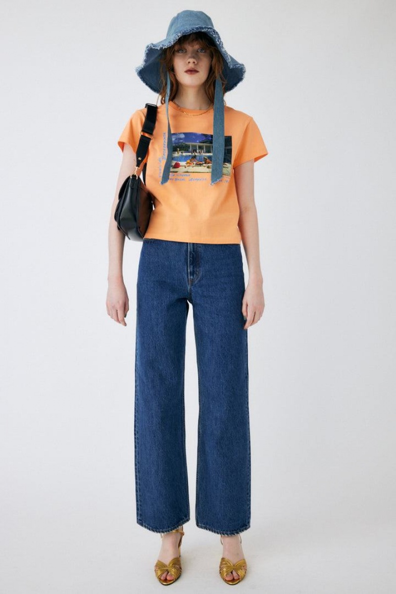 Dámské Tričko Moussy Slim Aarons Handwritten Tee Světle Oranžové | MBV2284TR