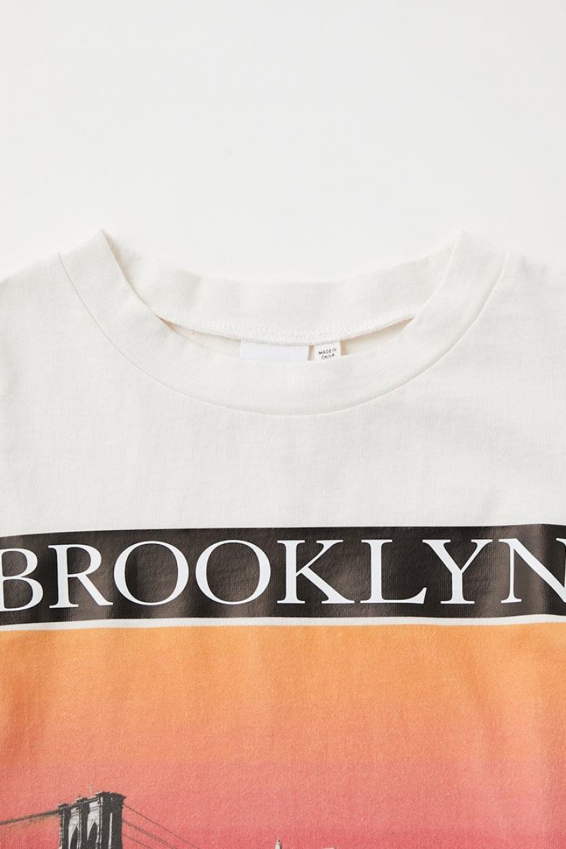 Dámské Tričko Moussy Tuck Sleeve Brooklyn Tee Bílé | MZQ4625ZW