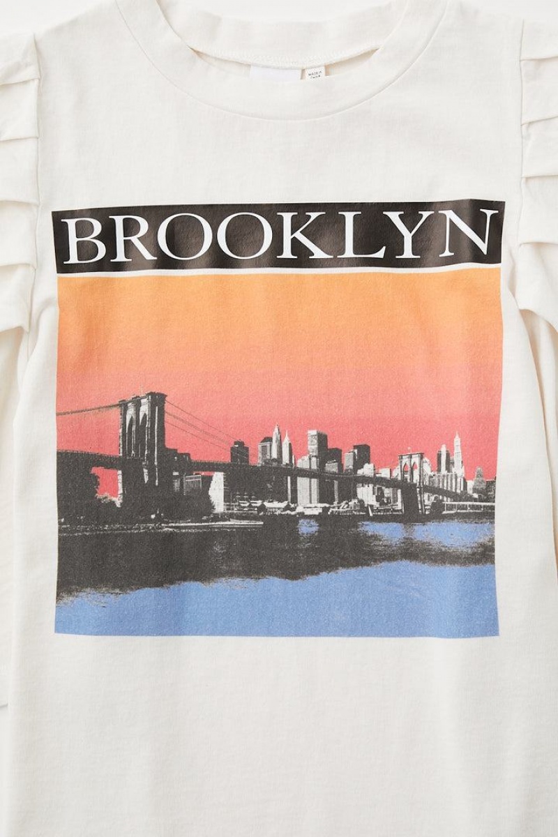 Dámské Tričko Moussy Tuck Sleeve Brooklyn Tee Bílé | MZQ4625ZW