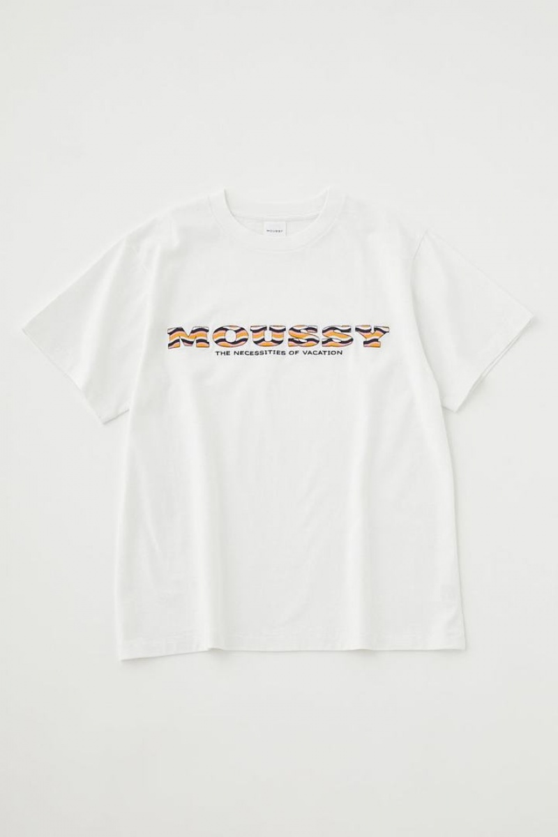 Dámské Tričko Moussy Wave Pattern Tee Bílé | TTO1122OG