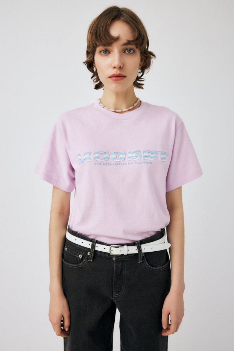 Dámské Tričko Moussy Wave Pattern Tee Světle Fialové | OUZ9321YX