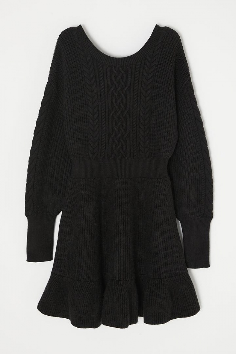 Dámské Šaty Moussy Back Open Knit Černé | NCC729RX