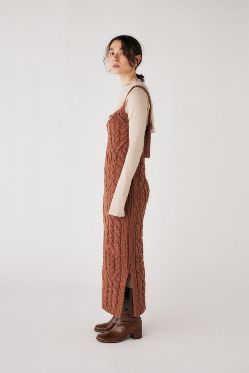 Dámské Šaty Moussy Bavlněné Cable Knit Hnědé | PPX7351EI