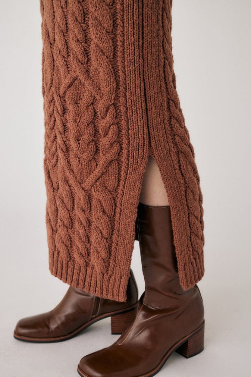 Dámské Šaty Moussy Bavlněné Cable Knit Hnědé | PPX7351EI