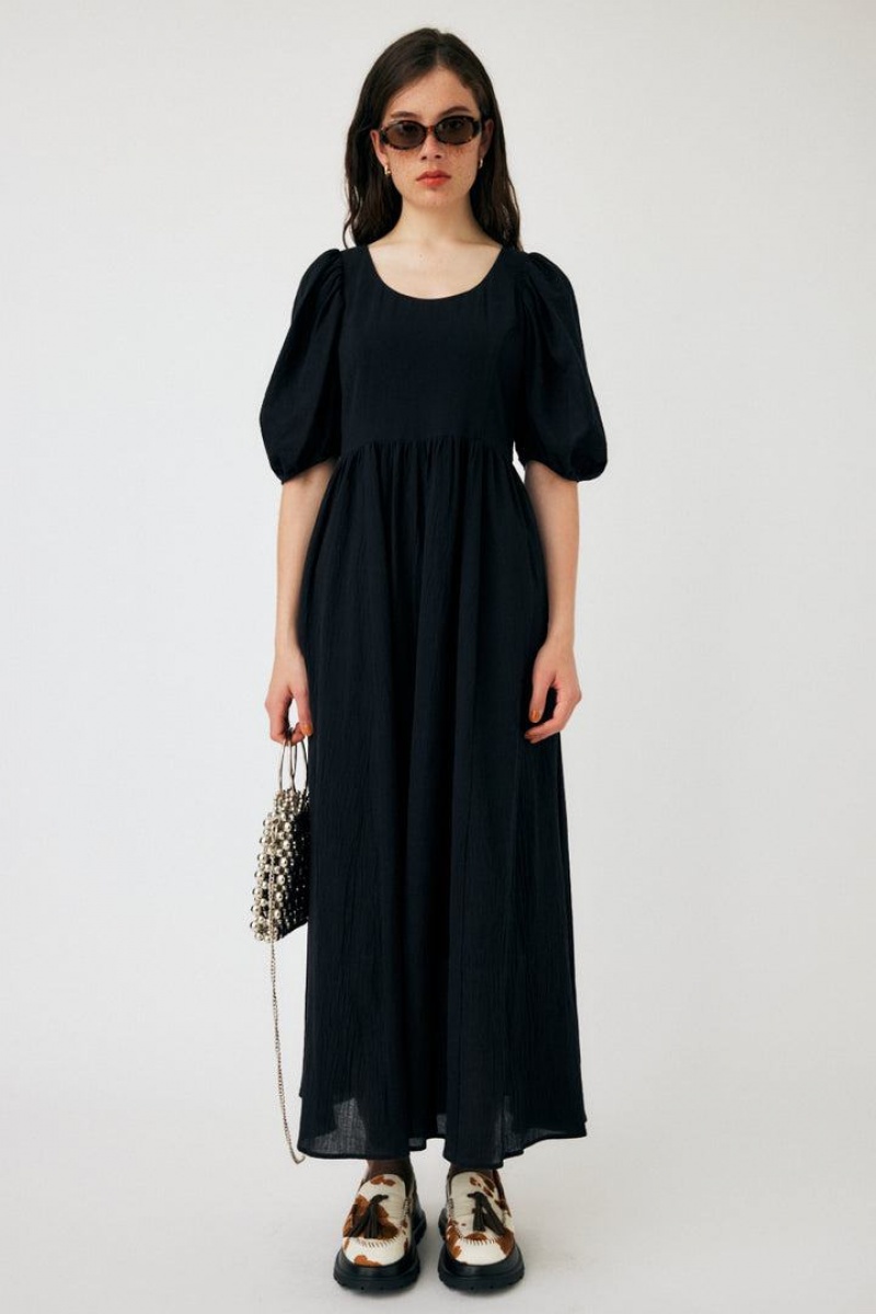 Dámské Šaty Moussy Puff Sleeve Crape Černé | OMW6526BU