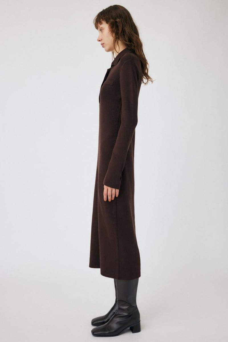 Dámské Šaty Moussy Rib Knit Long Hnědé | ZWF335EP