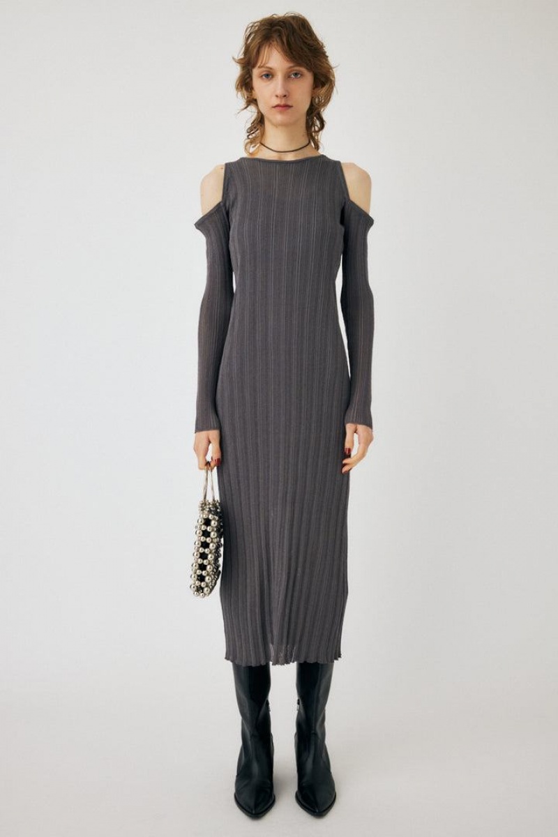 Dámské Šaty Moussy Sheer Knit Maxi Šedé | VGK4055FM