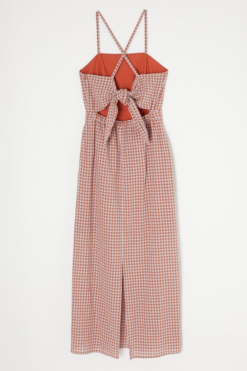 Dámské Šaty Moussy Summer Gingham Check Oranžové | IJC6936EP