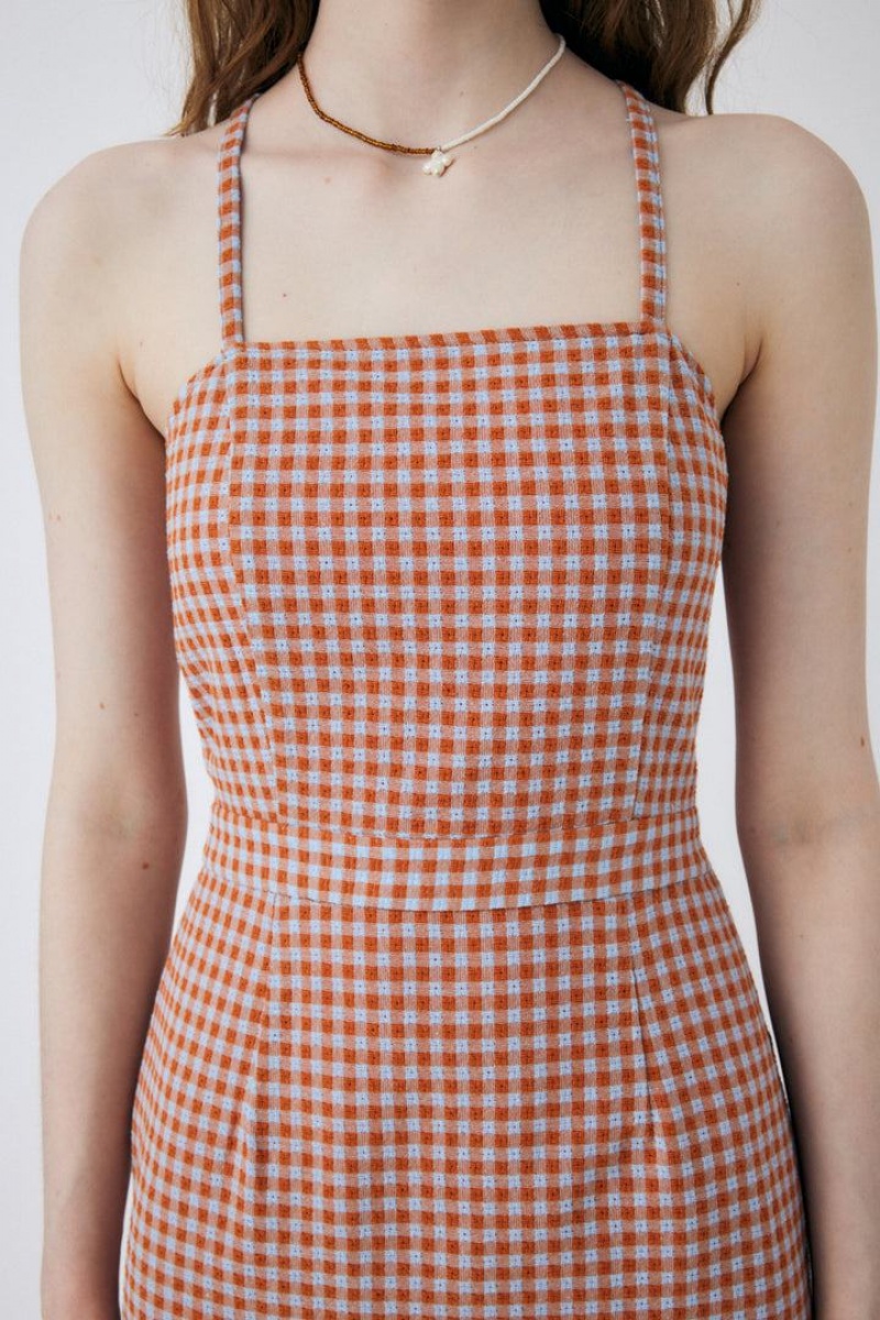 Dámské Šaty Moussy Summer Gingham Check Oranžové | IJC6936EP