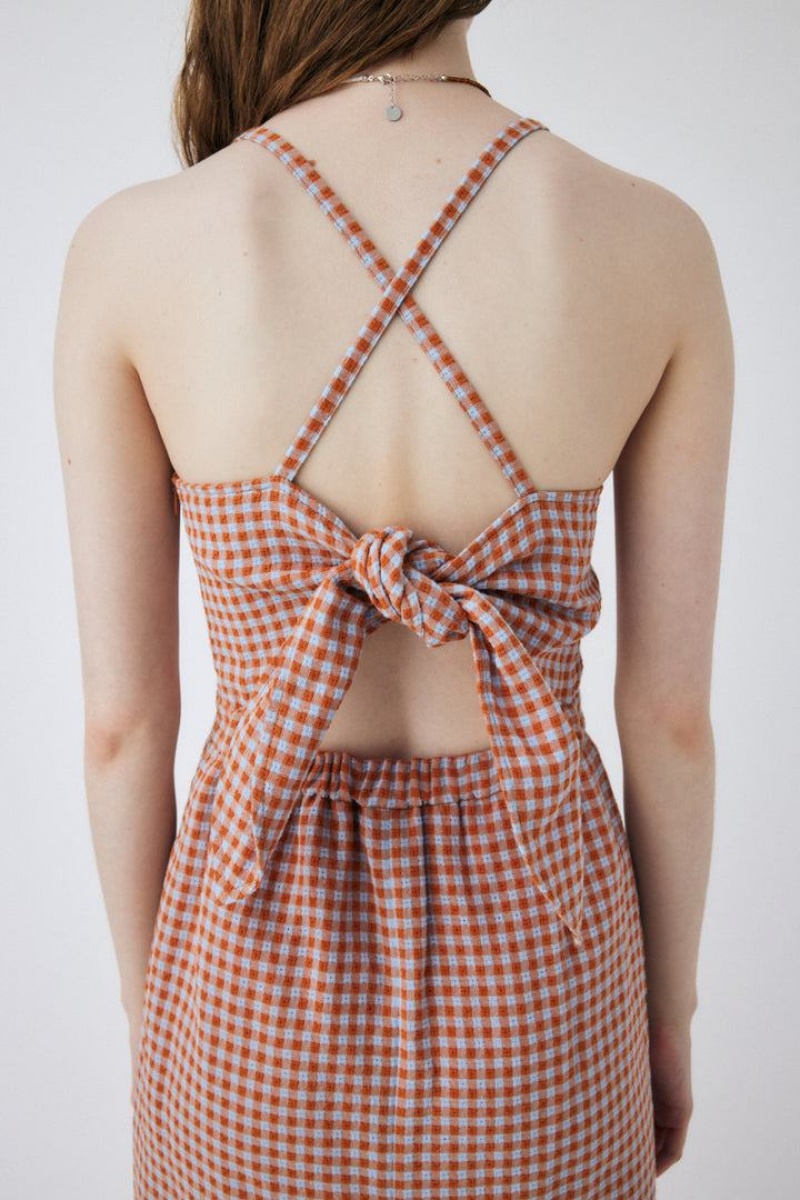 Dámské Šaty Moussy Summer Gingham Check Oranžové | IJC6936EP