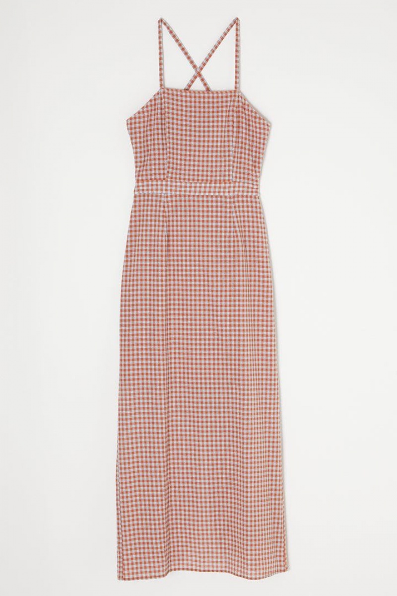 Dámské Šaty Moussy Summer Gingham Check Oranžové | IJC6936EP