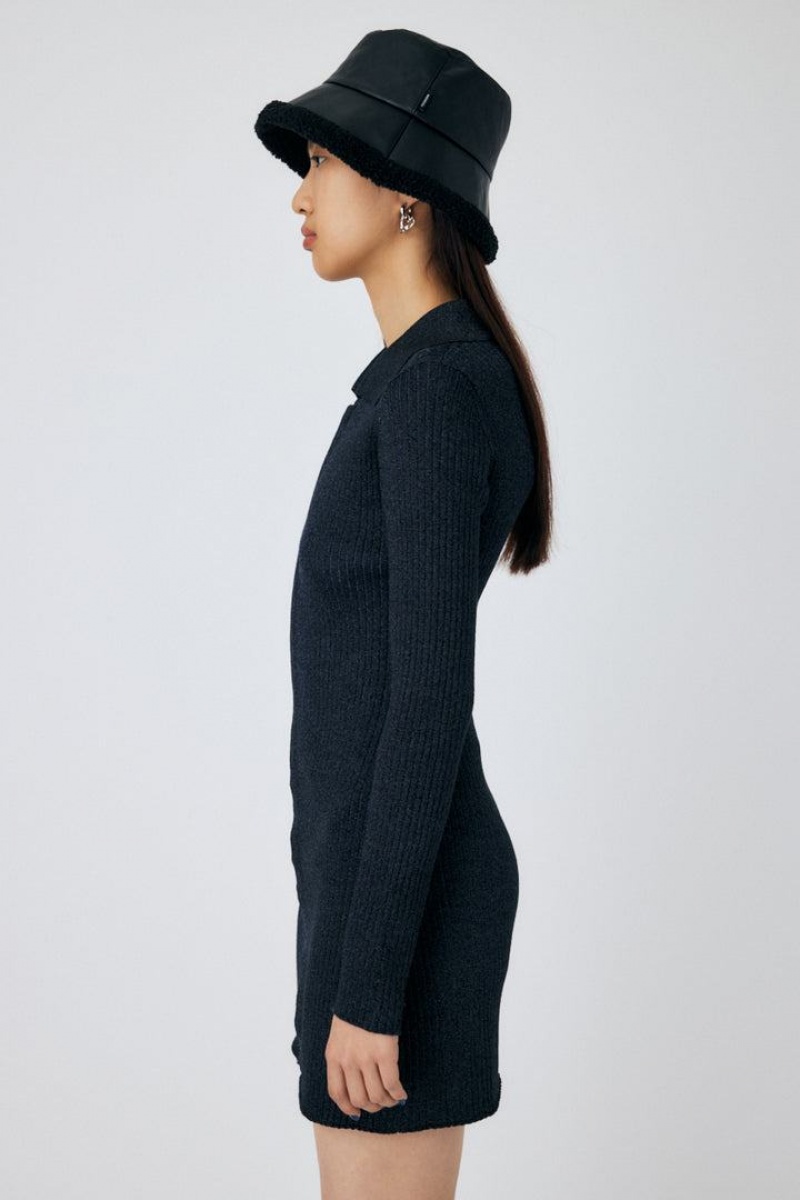 Dámské Šaty Moussy Zip Up Long Sleeve Mini Tmavě Blankyt | HTC4884FW